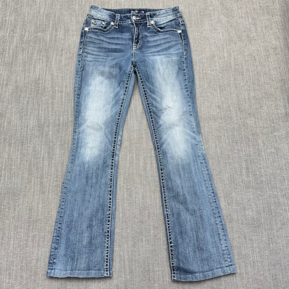 Miss Me Jeans Womens 28 Mid Rise Bootcut Butterfly Rhinestone Y2K M3862B